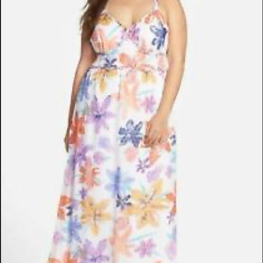 JESSICA SIMPSON Women's Maxi Dress Floral Colorful Halter Top Braided